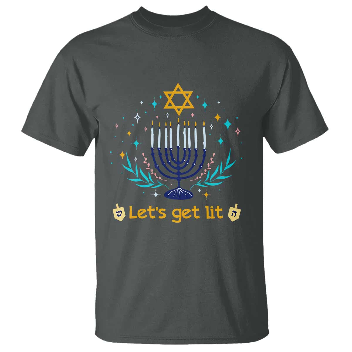 Funny Hanukkah T Shirt Lets Get Lit Jewish Holiday Gift - Wonder Print Shop