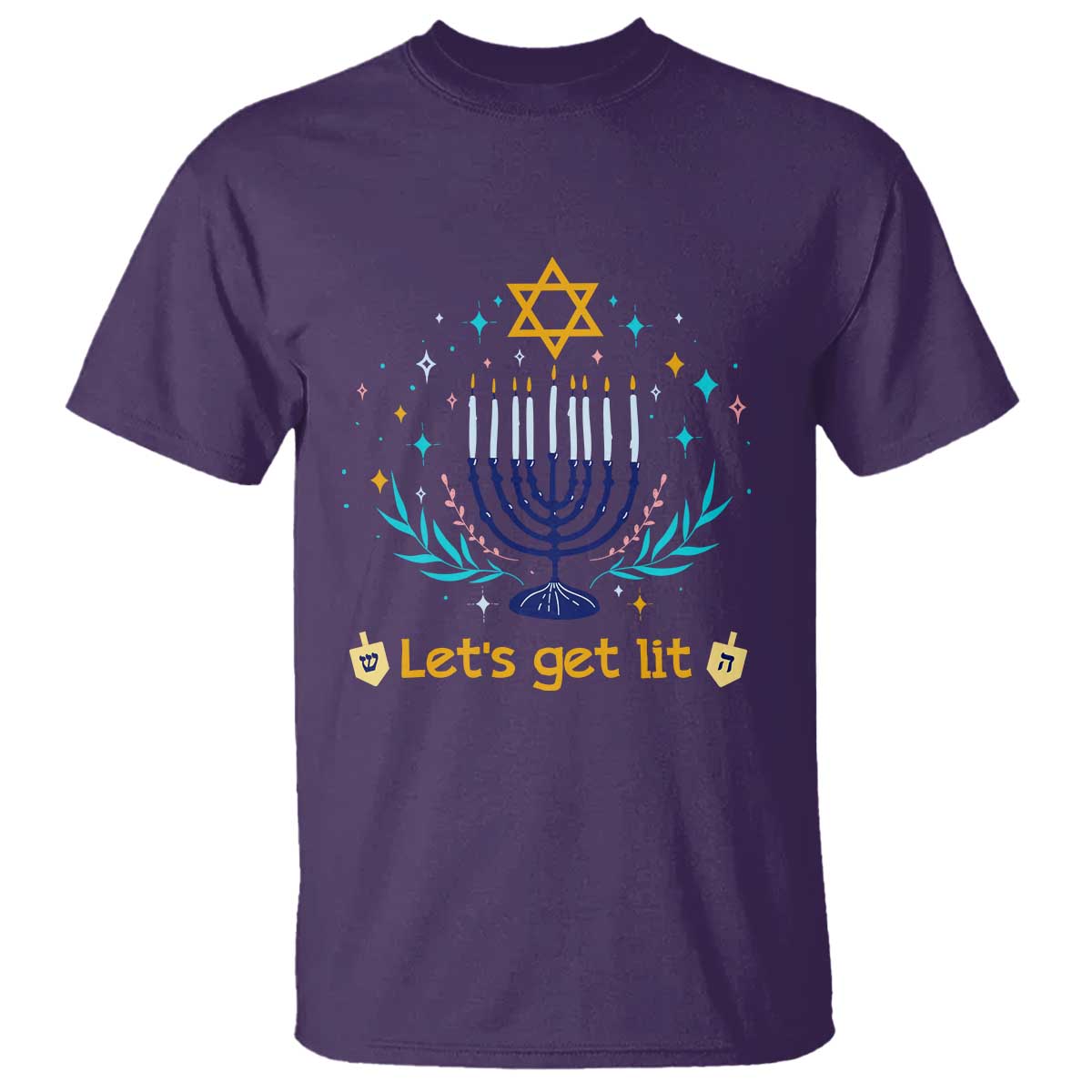 Funny Hanukkah T Shirt Lets Get Lit Jewish Holiday Gift - Wonder Print Shop