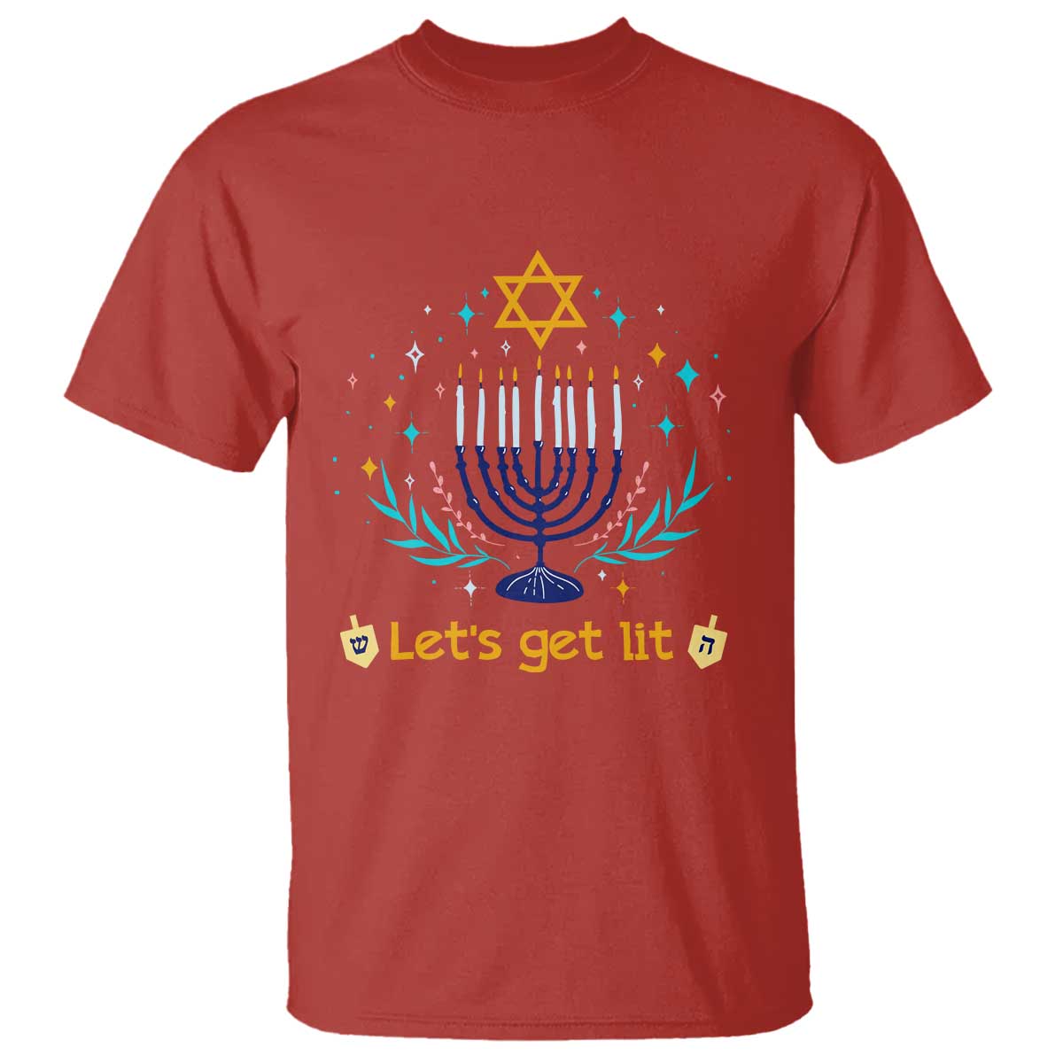 Funny Hanukkah T Shirt Lets Get Lit Jewish Holiday Gift - Wonder Print Shop