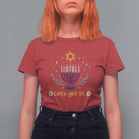 Funny Hanukkah T Shirt For Women Lets Get Lit Jewish Holiday Gift - Wonder Print Shop