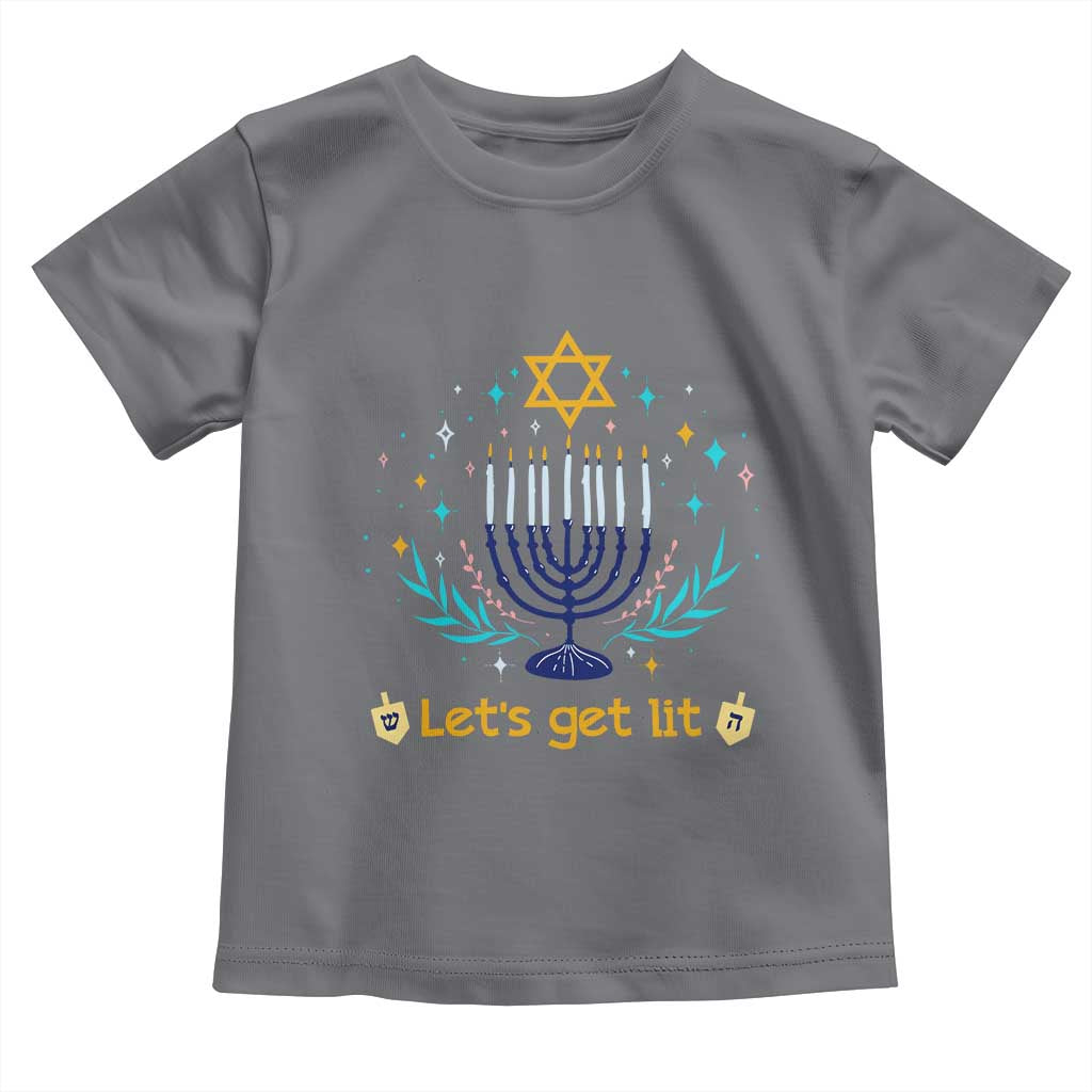 Funny Hanukkah Toddler T Shirt Lets Get Lit Jewish Holiday Gift - Wonder Print Shop