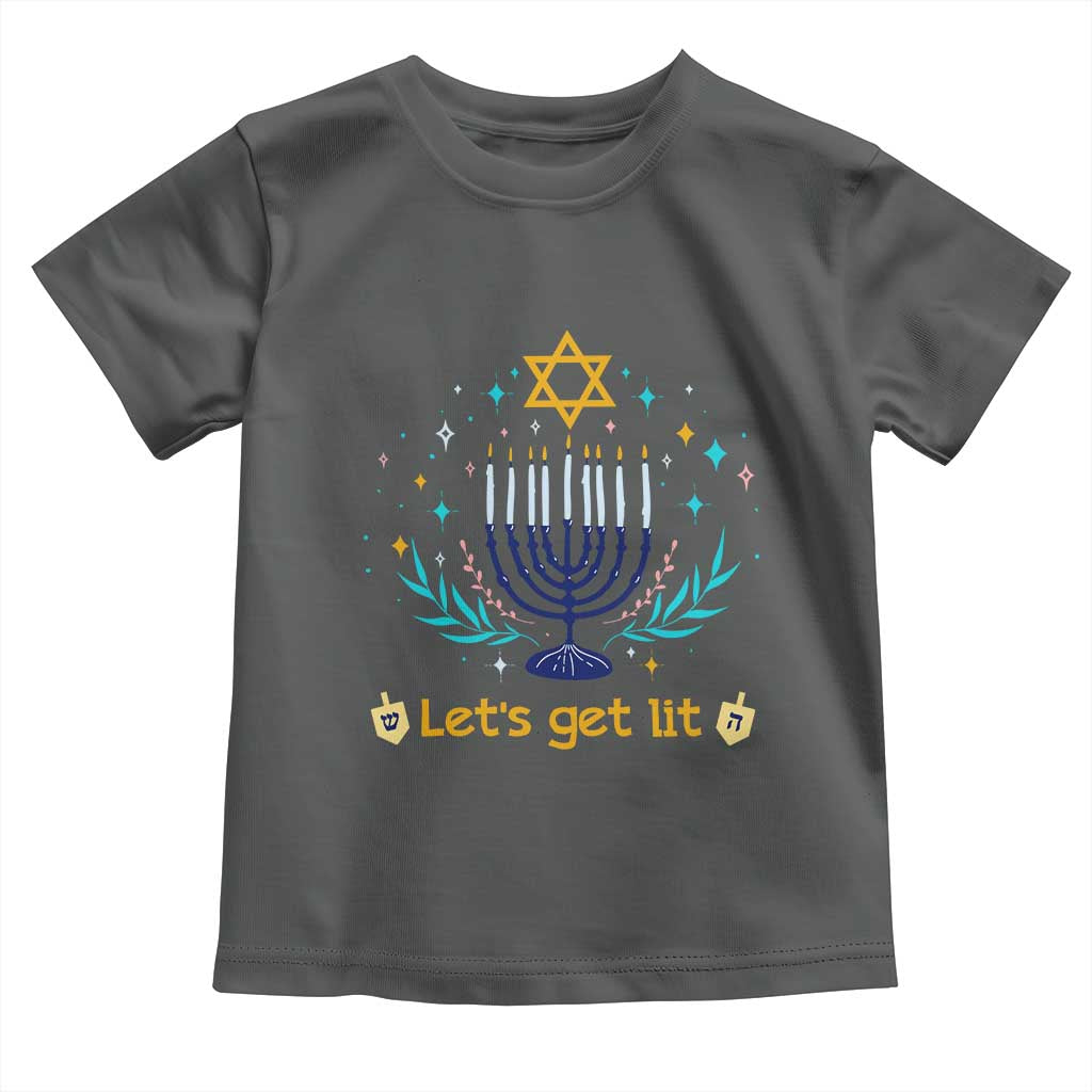 Funny Hanukkah Toddler T Shirt Lets Get Lit Jewish Holiday Gift - Wonder Print Shop