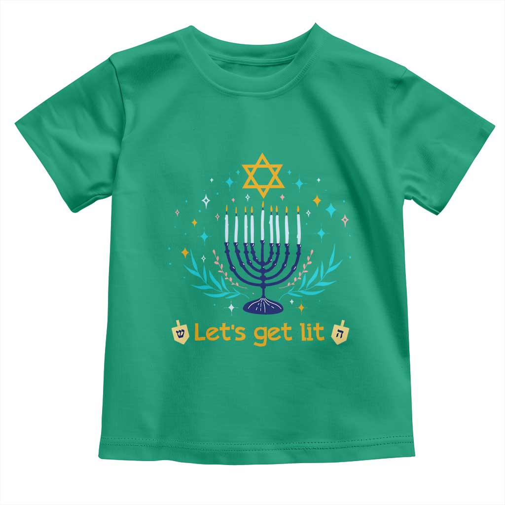 Funny Hanukkah Toddler T Shirt Lets Get Lit Jewish Holiday Gift - Wonder Print Shop