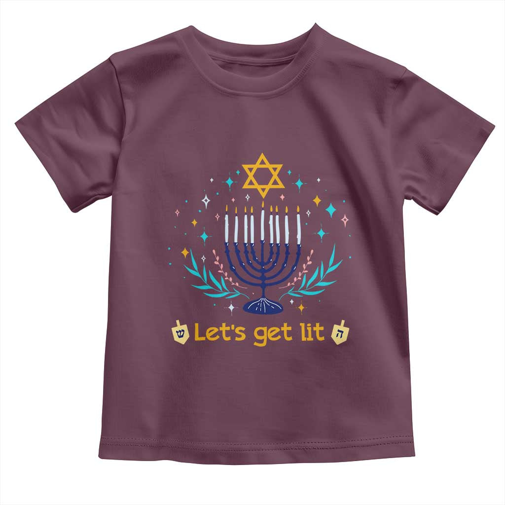 Funny Hanukkah Toddler T Shirt Lets Get Lit Jewish Holiday Gift - Wonder Print Shop