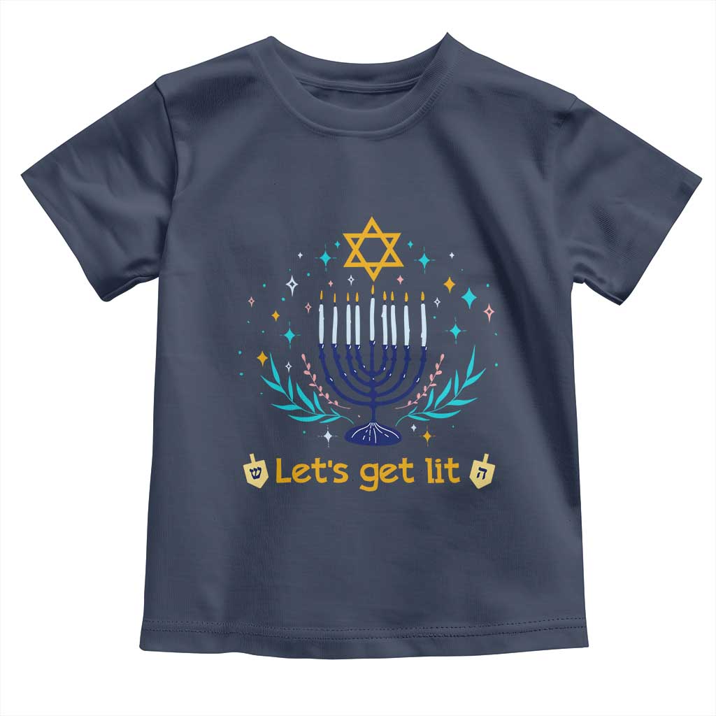 Funny Hanukkah Toddler T Shirt Lets Get Lit Jewish Holiday Gift - Wonder Print Shop
