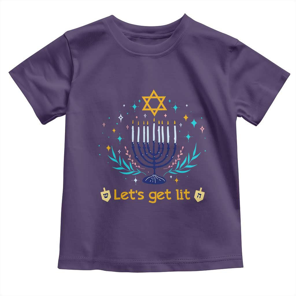 Funny Hanukkah Toddler T Shirt Lets Get Lit Jewish Holiday Gift - Wonder Print Shop