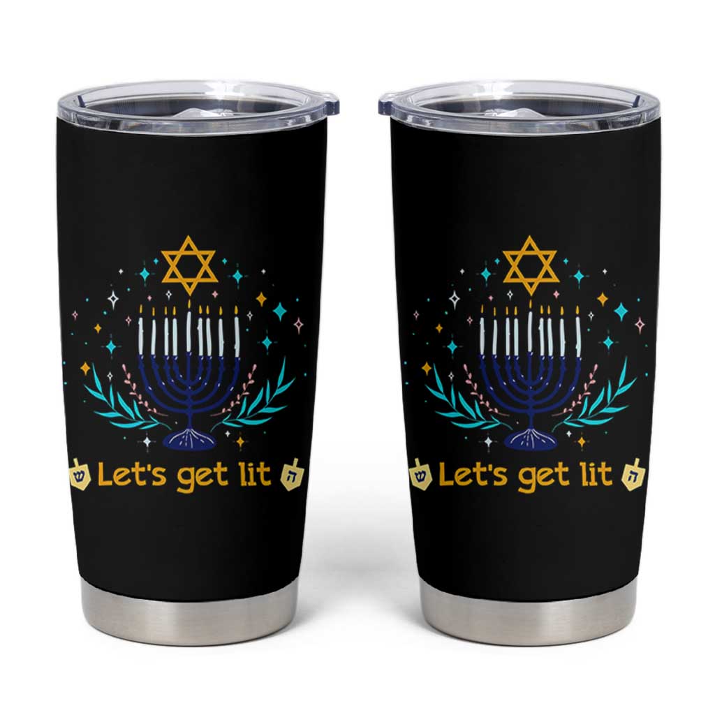 Funny Hanukkah Tumbler Cup Lets Get Lit Jewish Holiday Gift - Wonder Print Shop