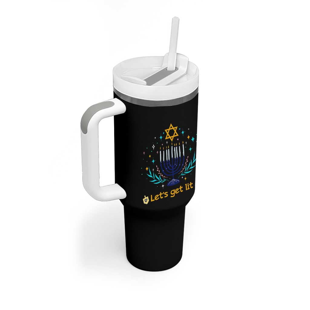 Funny Hanukkah Tumbler With Handle Lets Get Lit Jewish Holiday Gift - Wonder Print Shop