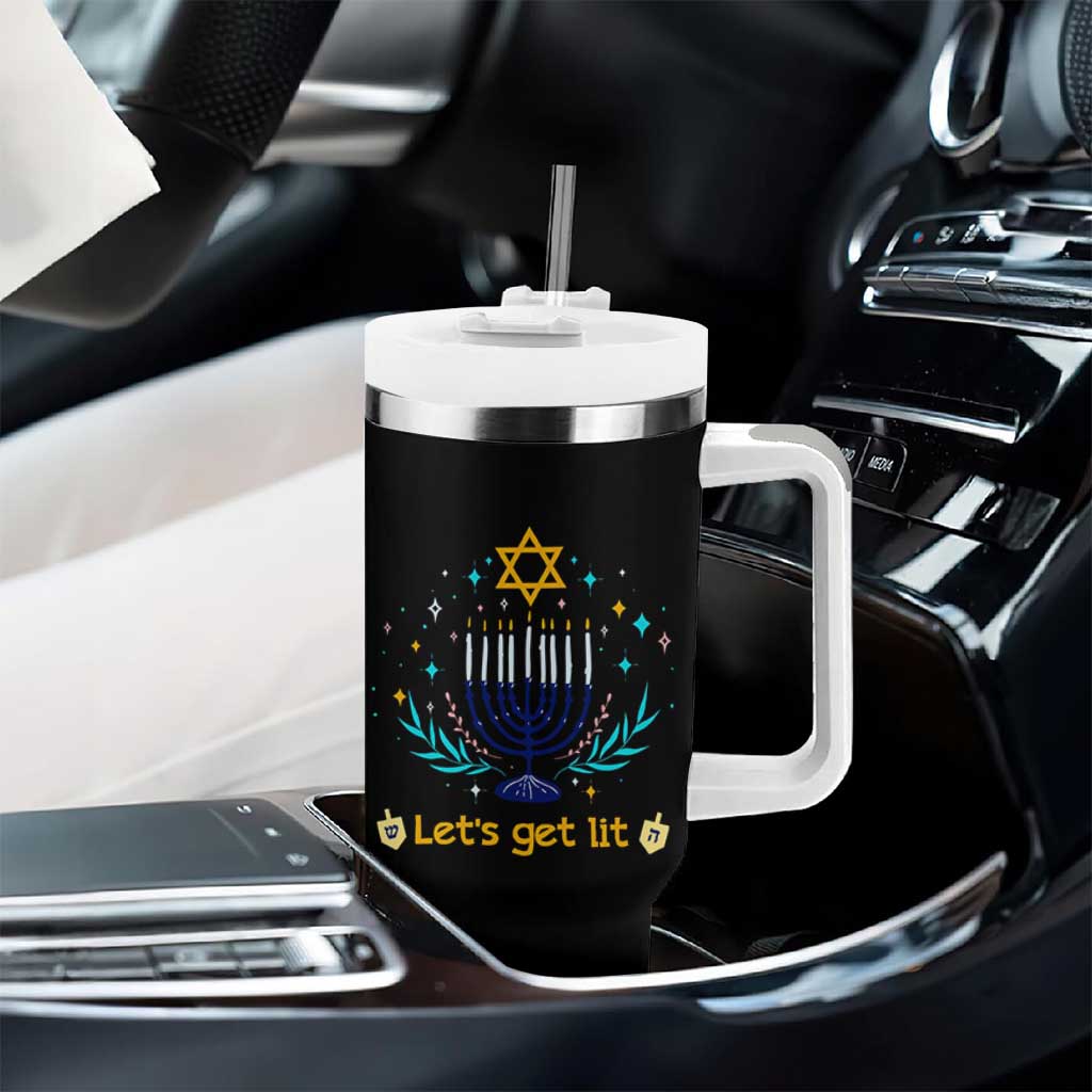 Funny Hanukkah Tumbler With Handle Lets Get Lit Jewish Holiday Gift - Wonder Print Shop