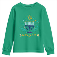 Funny Hanukkah Youth Sweatshirt Lets Get Lit Jewish Holiday Gift - Wonder Print Shop