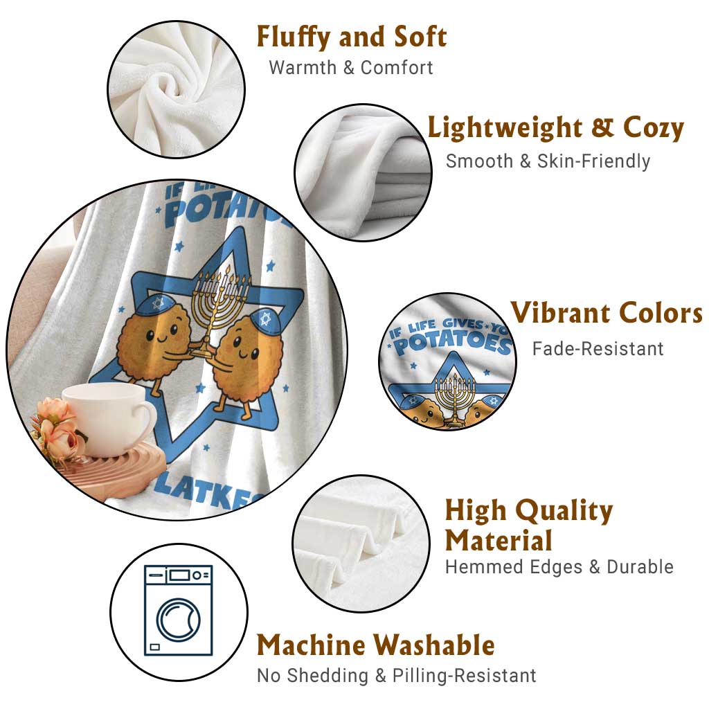 Funny Hanukkah Gift Throw Blanket If Life Gives You Potatoes Make Latkes - Wonder Print Shop