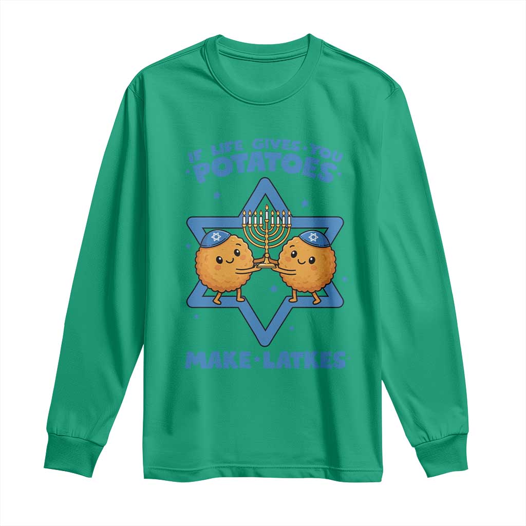 Funny Hanukkah Gift Long Sleeve Shirt If Life Gives You Potatoes Make Latkes - Wonder Print Shop