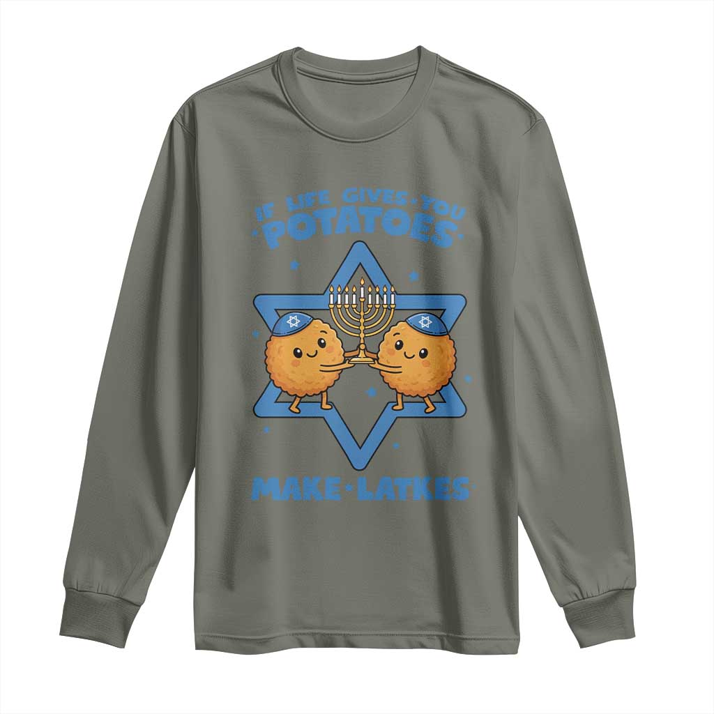 Funny Hanukkah Gift Long Sleeve Shirt If Life Gives You Potatoes Make Latkes - Wonder Print Shop