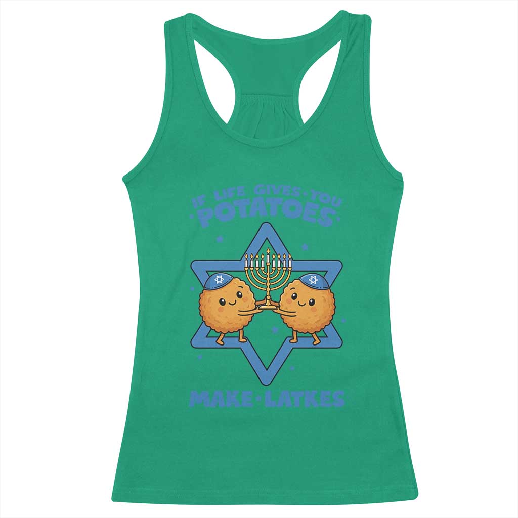 Funny Hanukkah Gift Racerback Tank Top If Life Gives You Potatoes Make Latkes - Wonder Print Shop