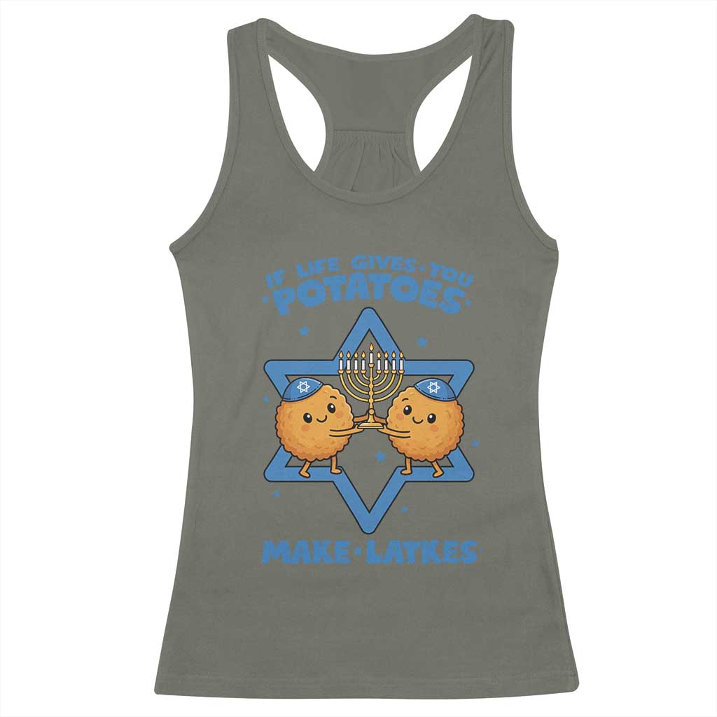 Funny Hanukkah Gift Racerback Tank Top If Life Gives You Potatoes Make Latkes - Wonder Print Shop