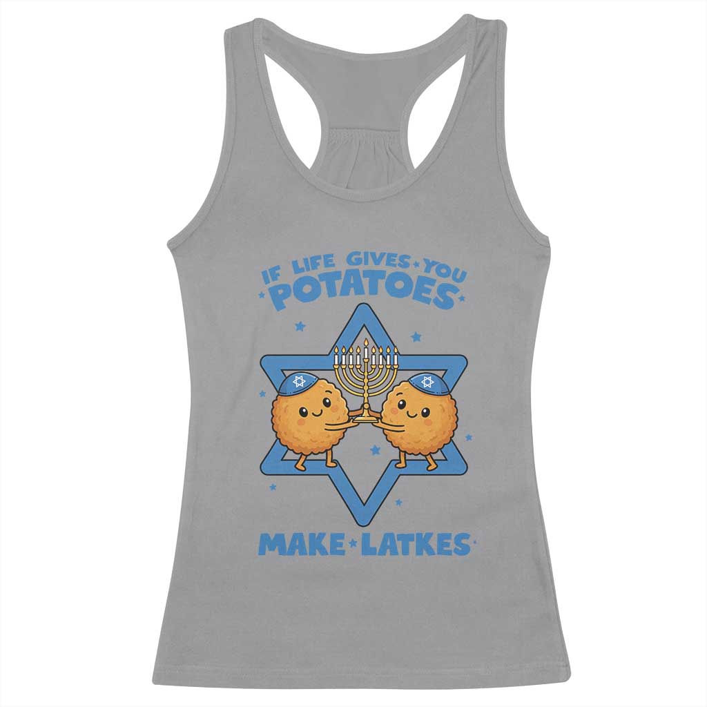 Funny Hanukkah Gift Racerback Tank Top If Life Gives You Potatoes Make Latkes - Wonder Print Shop