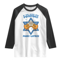 Funny Hanukkah Gift Raglan Shirt If Life Gives You Potatoes Make Latkes - Wonder Print Shop