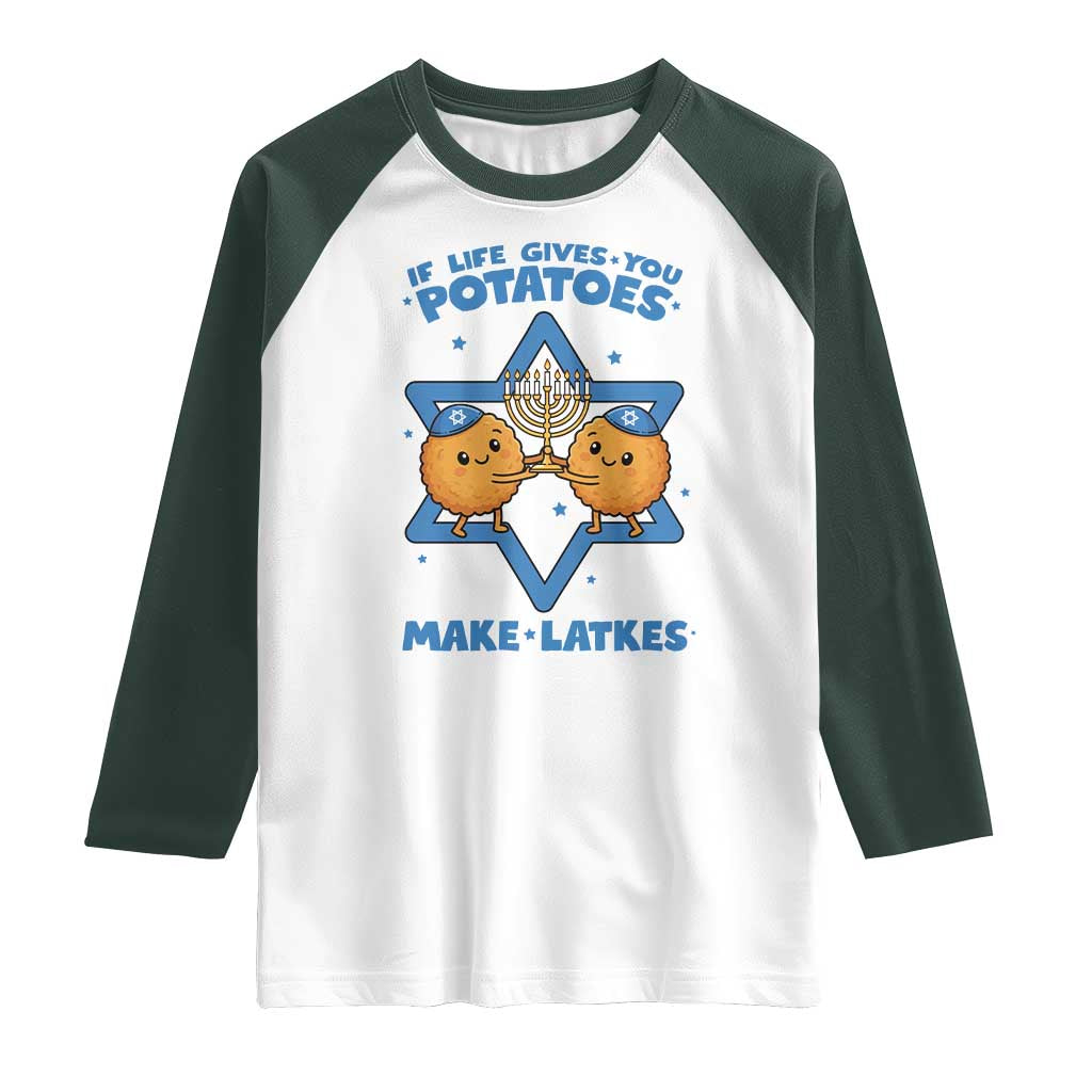 Funny Hanukkah Gift Raglan Shirt If Life Gives You Potatoes Make Latkes - Wonder Print Shop