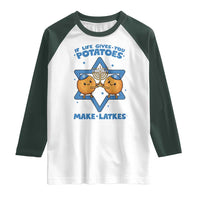 Funny Hanukkah Gift Raglan Shirt If Life Gives You Potatoes Make Latkes - Wonder Print Shop