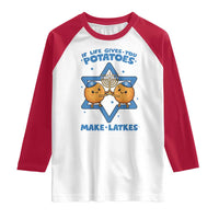 Funny Hanukkah Gift Raglan Shirt If Life Gives You Potatoes Make Latkes - Wonder Print Shop
