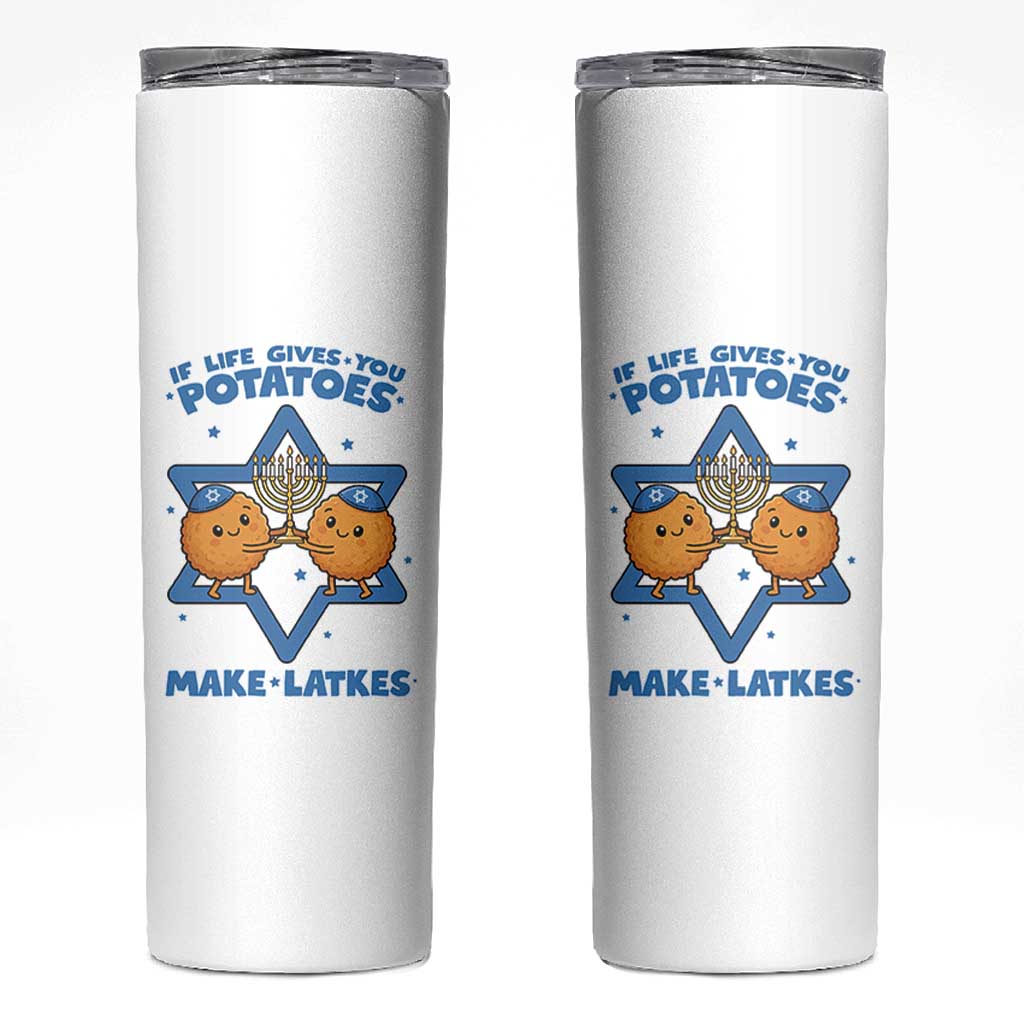 Funny Hanukkah Gift Skinny Tumbler If Life Gives You Potatoes Make Latkes - Wonder Print Shop