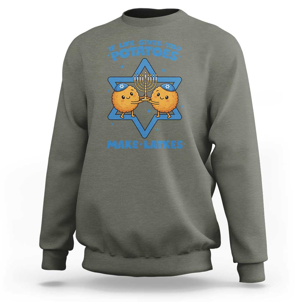 Funny Hanukkah Gift Sweatshirt If Life Gives You Potatoes Make Latkes - Wonder Print Shop