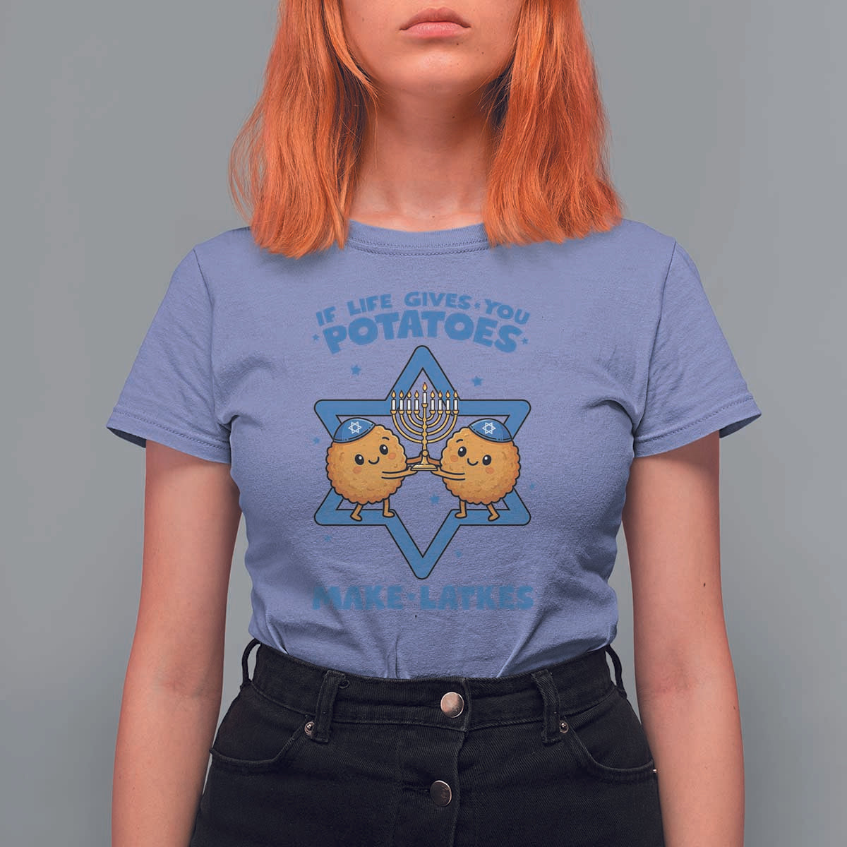 Funny Hanukkah Gift T Shirt For Women If Life Gives You Potatoes Make Latkes - Wonder Print Shop