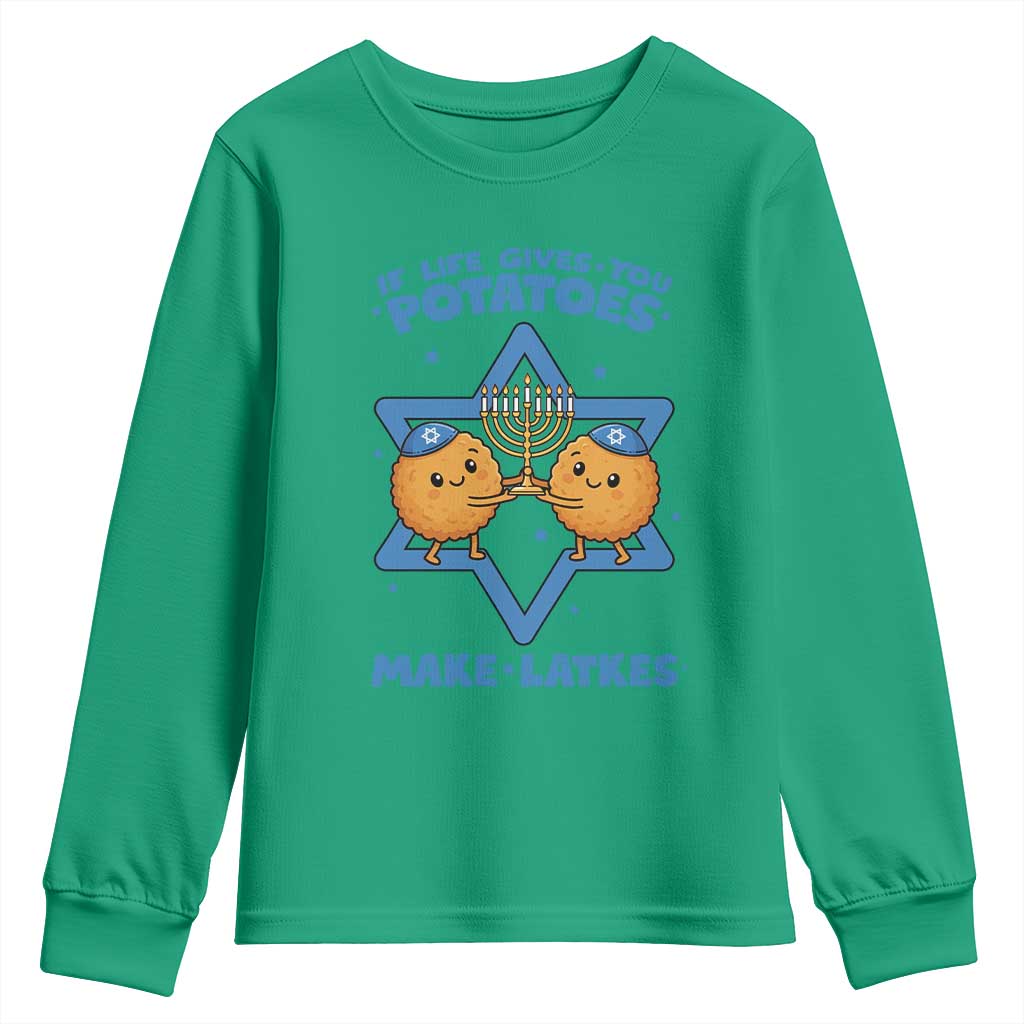 Funny Hanukkah Gift Youth Sweatshirt If Life Gives You Potatoes Make Latkes - Wonder Print Shop
