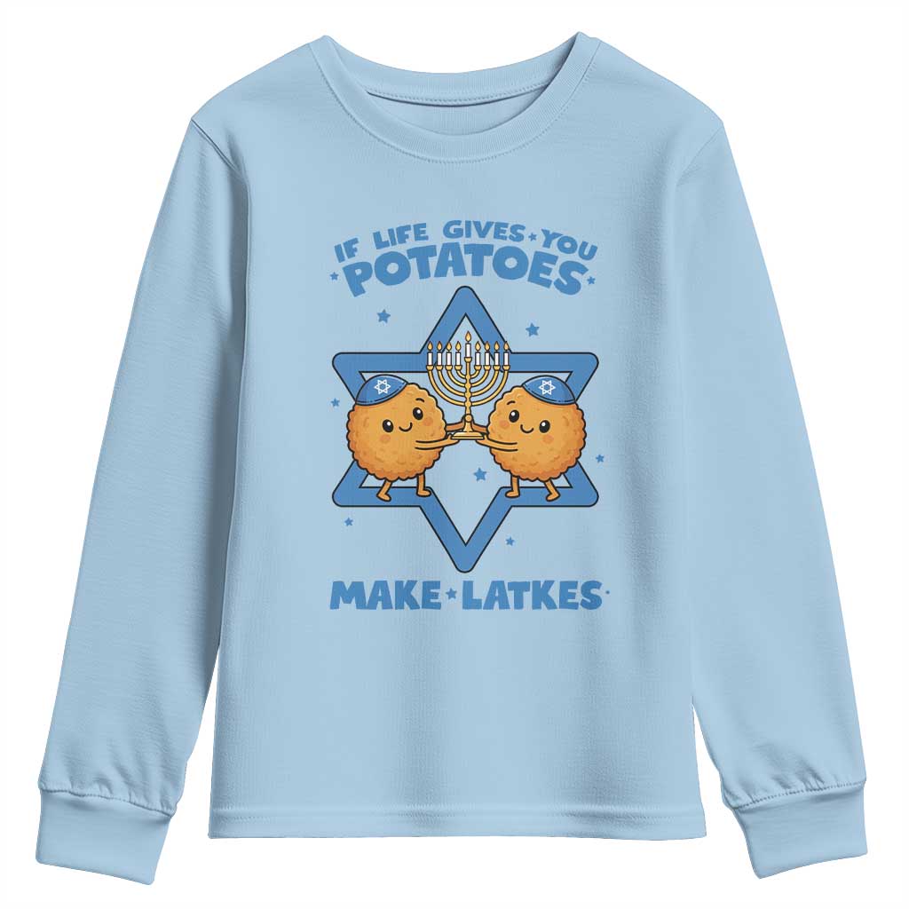 Funny Hanukkah Gift Youth Sweatshirt If Life Gives You Potatoes Make Latkes - Wonder Print Shop
