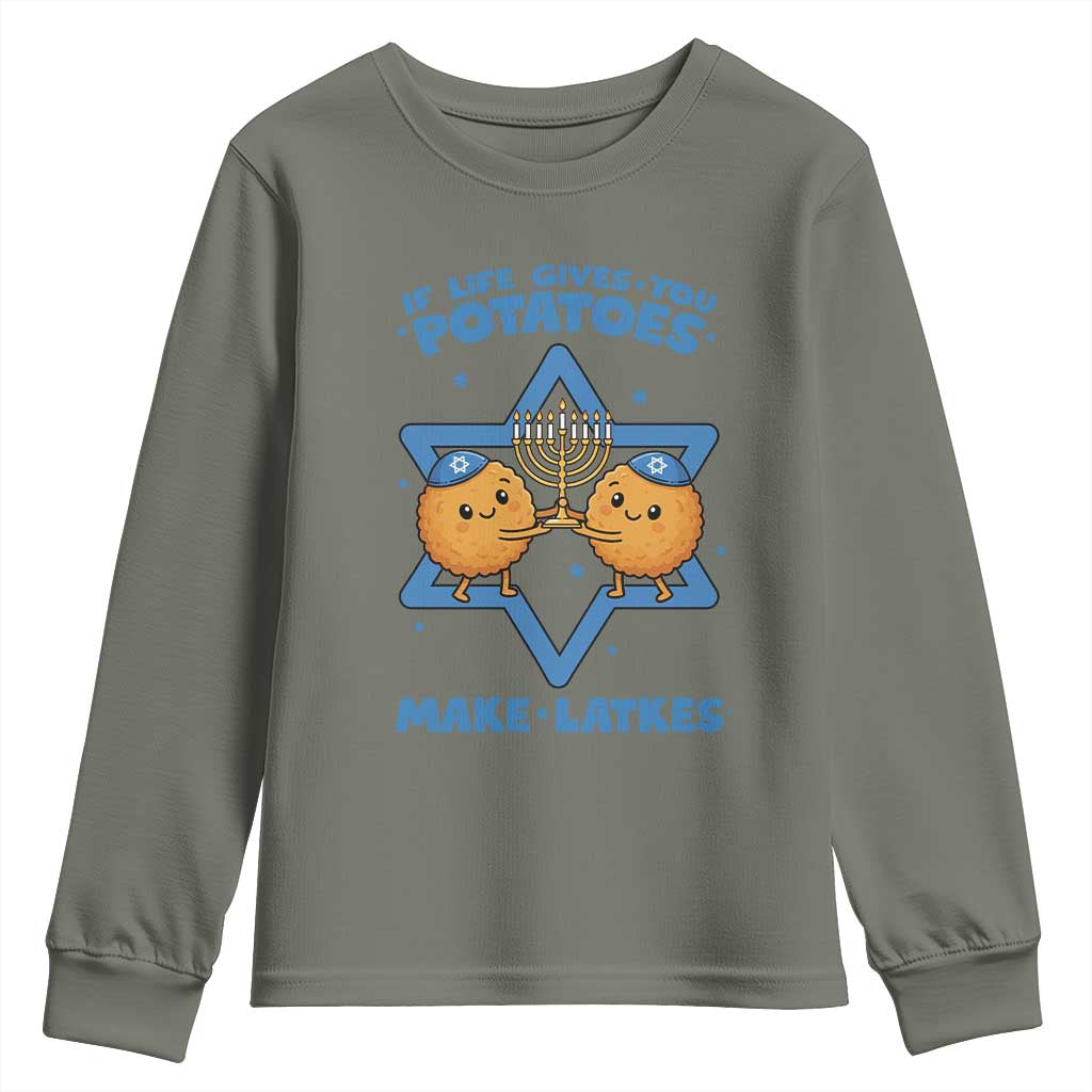Funny Hanukkah Gift Youth Sweatshirt If Life Gives You Potatoes Make Latkes - Wonder Print Shop