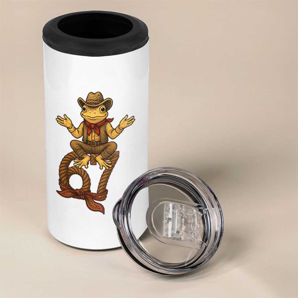 Funny Frog Cowboy Six Seven Meme 4 in 1 Can Cooler Tumbler 67 Doot Doot Western Animal Trend Gift - Wonder Print Shop