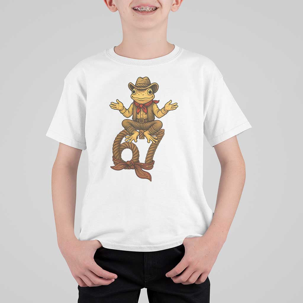 Funny Frog Cowboy Six Seven Meme T Shirt For Kid 67 Doot Doot Western Animal Trend Gift - Wonder Print Shop