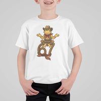 Funny Frog Cowboy Six Seven Meme T Shirt For Kid 67 Doot Doot Western Animal Trend Gift - Wonder Print Shop