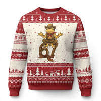 Funny Frog Cowboy Six Seven Meme Ugly Christmas Sweater 67 Doot Doot Western Animal Trend Gift - Wonder Print Shop