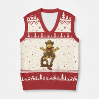 Funny Frog Cowboy Six Seven Meme V-Neck Knit Sweater Vest 67 Doot Doot Western Animal Trend Gift - Wonder Print Shop