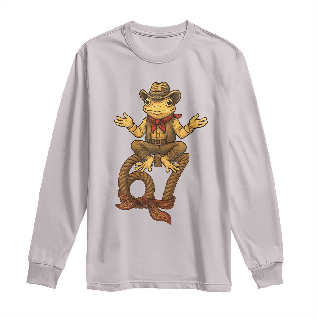 Funny Frog Cowboy Six Seven Meme Long Sleeve Shirt 67 Doot Doot Western Animal Trend Gift - Wonder Print Shop