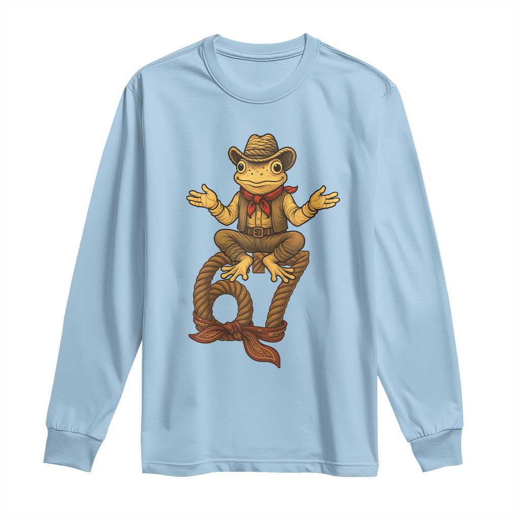 Funny Frog Cowboy Six Seven Meme Long Sleeve Shirt 67 Doot Doot Western Animal Trend Gift - Wonder Print Shop