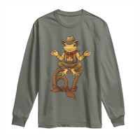 Funny Frog Cowboy Six Seven Meme Long Sleeve Shirt 67 Doot Doot Western Animal Trend Gift - Wonder Print Shop