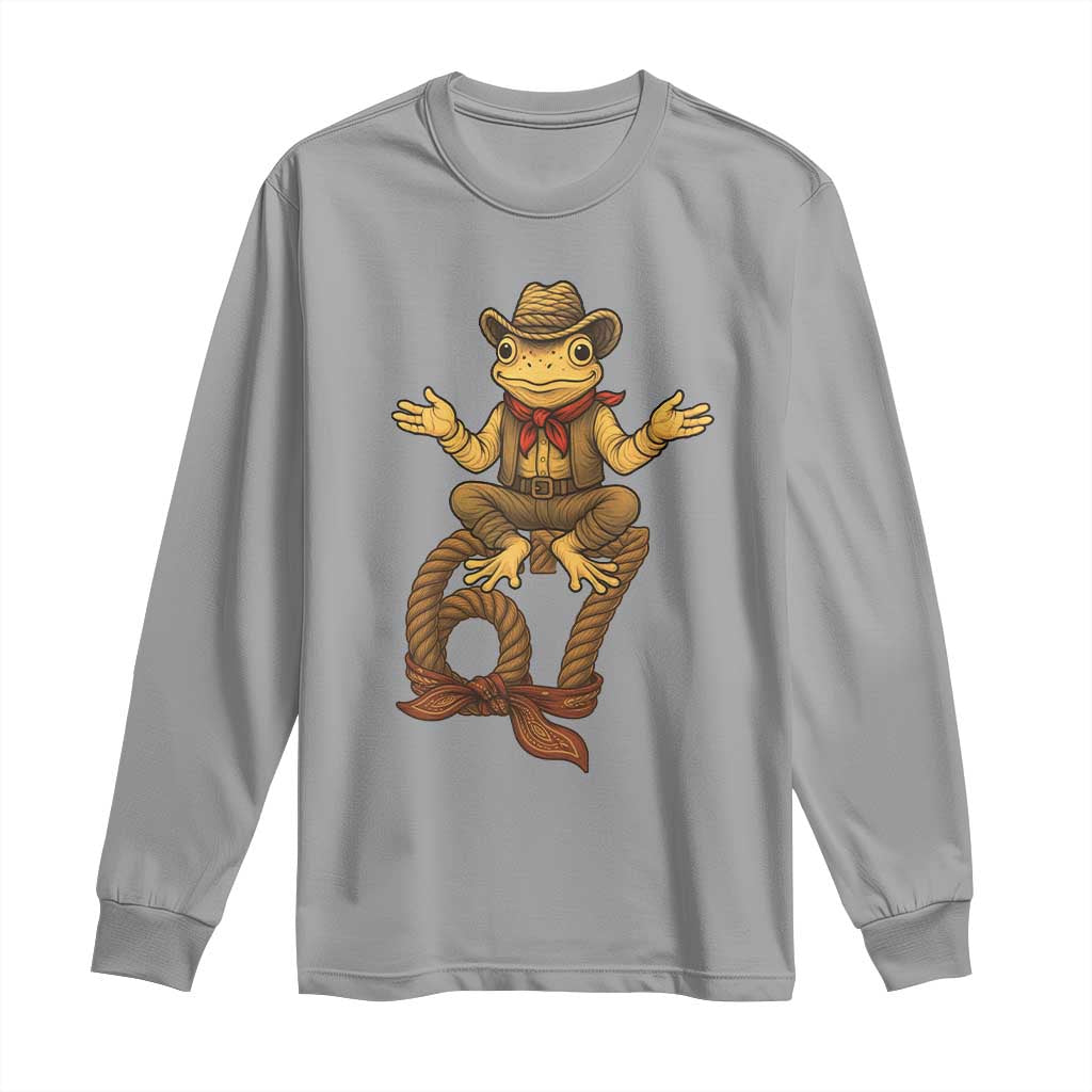 Funny Frog Cowboy Six Seven Meme Long Sleeve Shirt 67 Doot Doot Western Animal Trend Gift - Wonder Print Shop