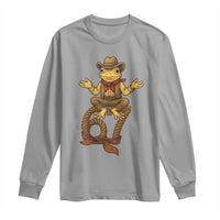 Funny Frog Cowboy Six Seven Meme Long Sleeve Shirt 67 Doot Doot Western Animal Trend Gift - Wonder Print Shop