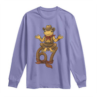 Funny Frog Cowboy Six Seven Meme Long Sleeve Shirt 67 Doot Doot Western Animal Trend Gift - Wonder Print Shop