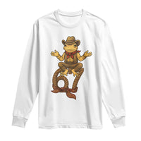 Funny Frog Cowboy Six Seven Meme Long Sleeve Shirt 67 Doot Doot Western Animal Trend Gift - Wonder Print Shop