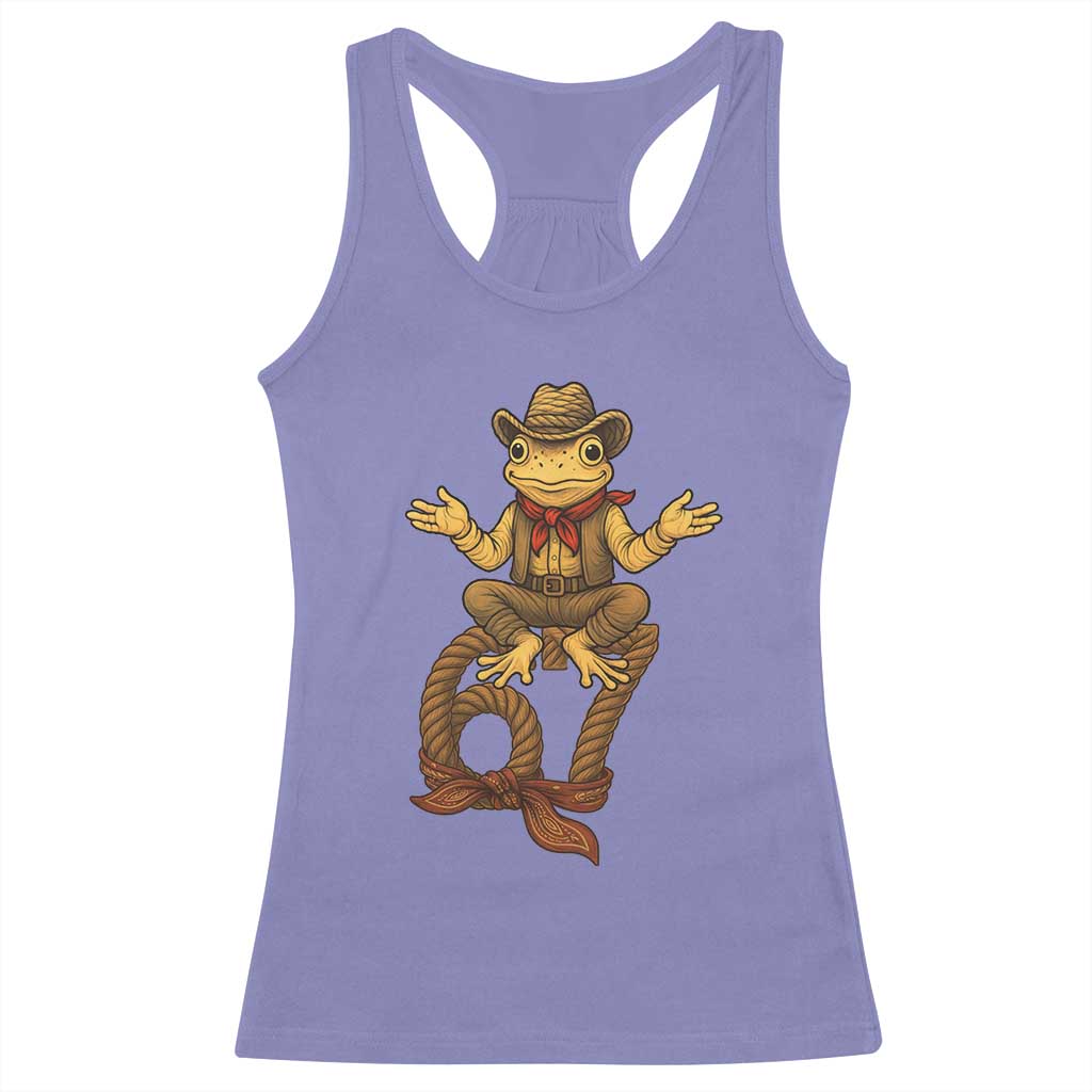 Funny Frog Cowboy Six Seven Meme Racerback Tank Top 67 Doot Doot Western Animal Trend Gift - Wonder Print Shop
