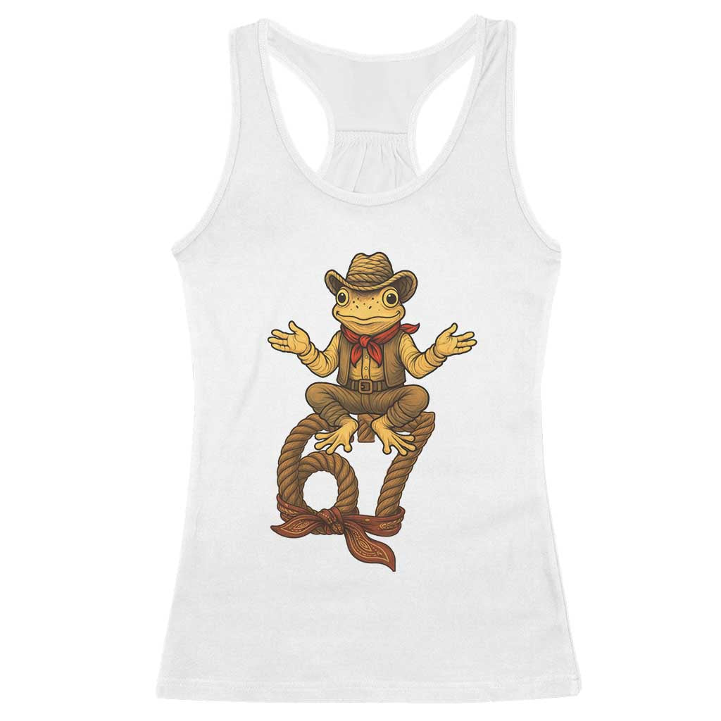 Funny Frog Cowboy Six Seven Meme Racerback Tank Top 67 Doot Doot Western Animal Trend Gift - Wonder Print Shop