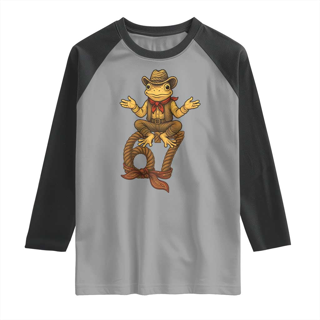 Funny Frog Cowboy Six Seven Meme Raglan Shirt 67 Doot Doot Western Animal Trend Gift - Wonder Print Shop