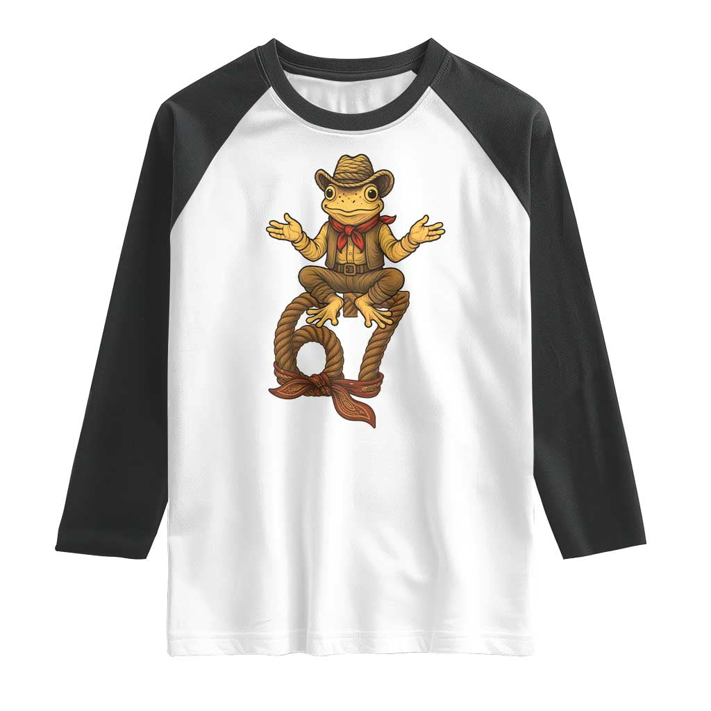 Funny Frog Cowboy Six Seven Meme Raglan Shirt 67 Doot Doot Western Animal Trend Gift - Wonder Print Shop