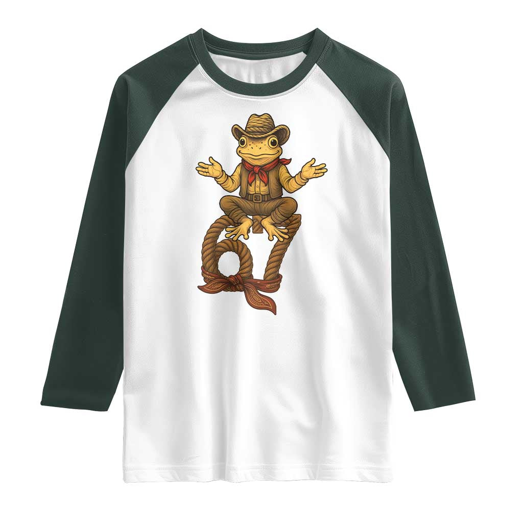 Funny Frog Cowboy Six Seven Meme Raglan Shirt 67 Doot Doot Western Animal Trend Gift - Wonder Print Shop