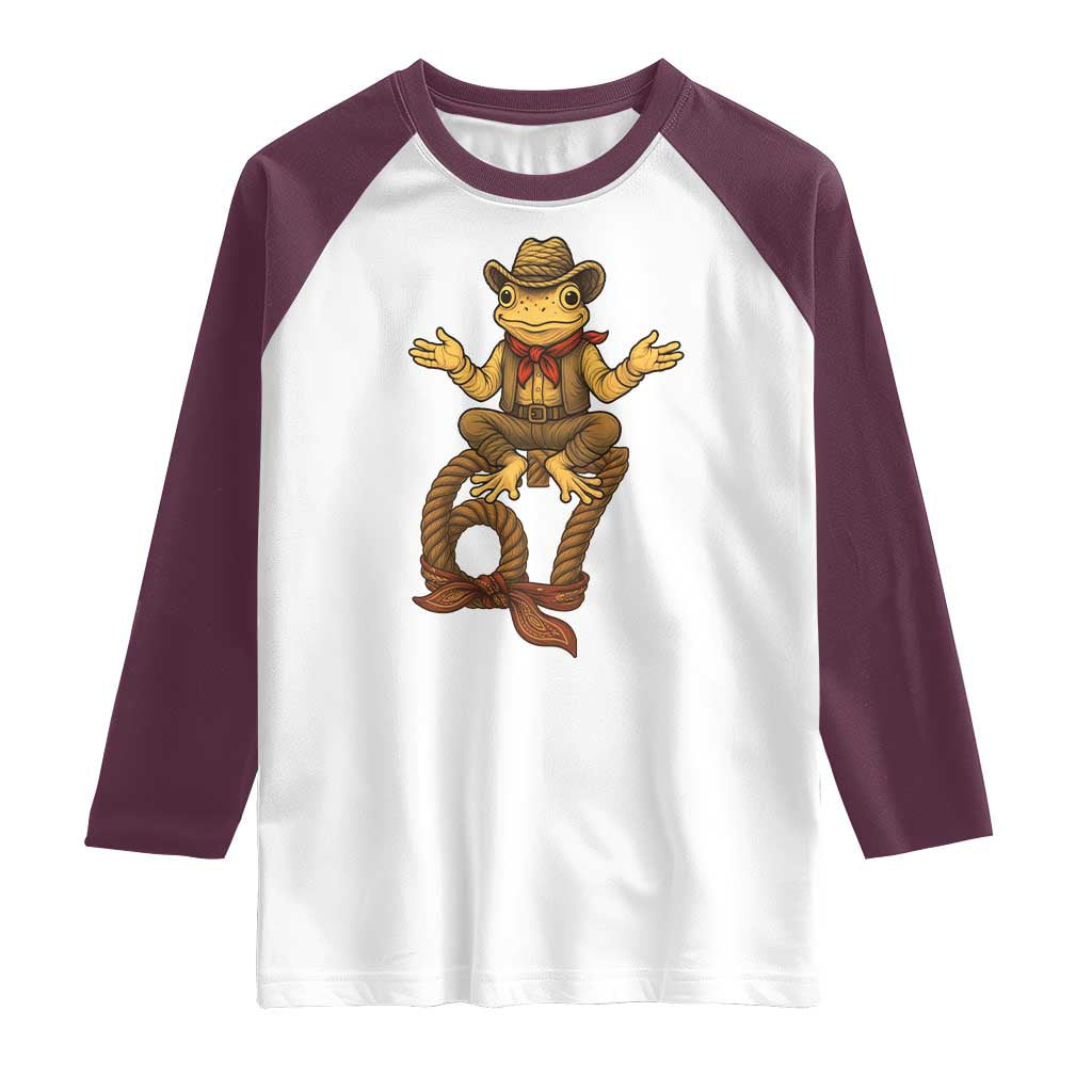 Funny Frog Cowboy Six Seven Meme Raglan Shirt 67 Doot Doot Western Animal Trend Gift - Wonder Print Shop