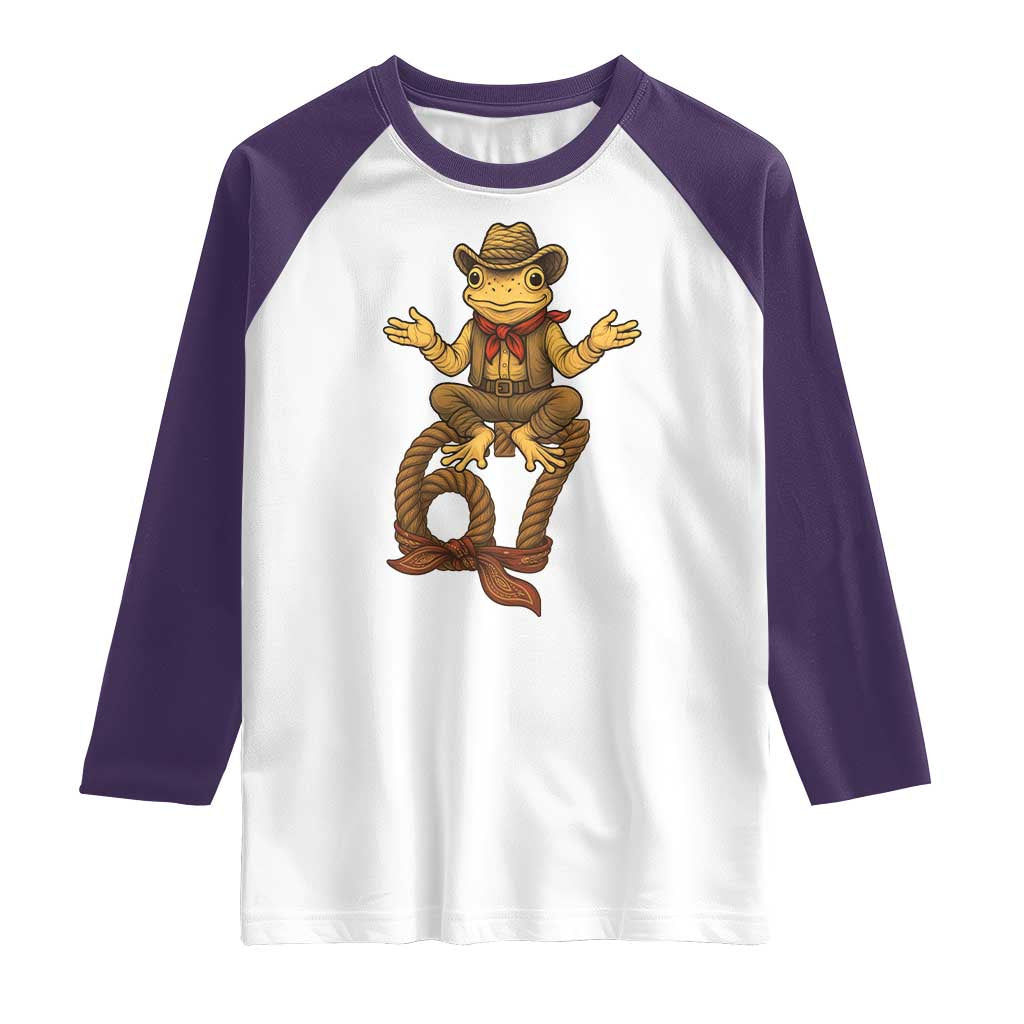 Funny Frog Cowboy Six Seven Meme Raglan Shirt 67 Doot Doot Western Animal Trend Gift - Wonder Print Shop