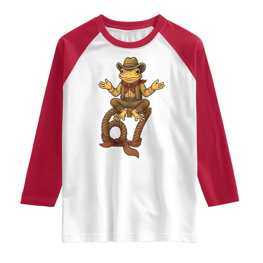 Funny Frog Cowboy Six Seven Meme Raglan Shirt 67 Doot Doot Western Animal Trend Gift - Wonder Print Shop